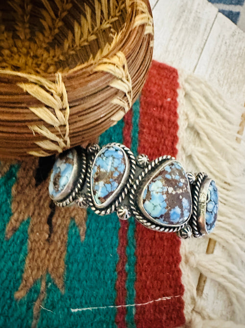 Navajo Sterling Silver & Golden Hills Turquoise Cuff Bracelet