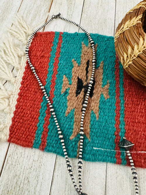 Navajo Sterling Silver Beaded Lariat Necklace