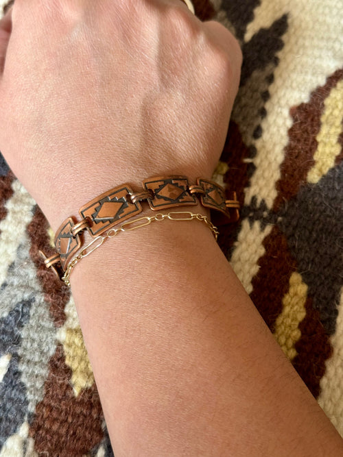 Vintage Handmade Copper Link Bracelet