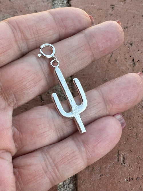 Navajo Crafted Sterling Silver Saguaro Charm