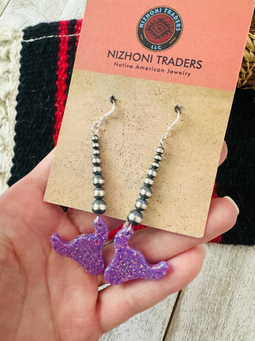 Summer Lovin’ Navajo Sterling Silver Pearl Beaded Opal Bull Head Dangle Earrings