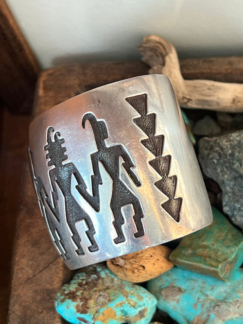 Vintage Sterling Silver Hopi Petroglyph Cuff