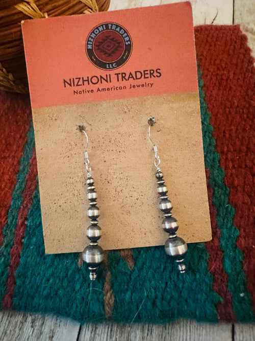 Handcrafted Sterling Silver Pearl Beaded Dangle Earrings