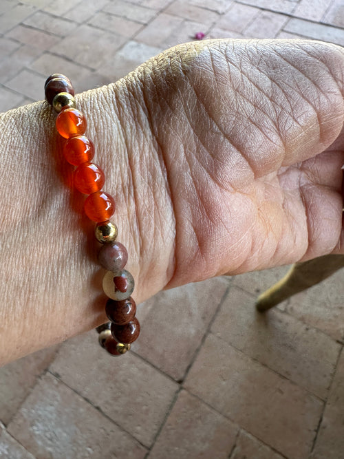 Orange & Multi Color Carnelian Agate Bracelet