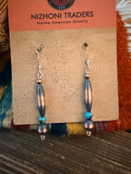 Handcrafted Copper & Turquoise Beaded Dangle Earrings