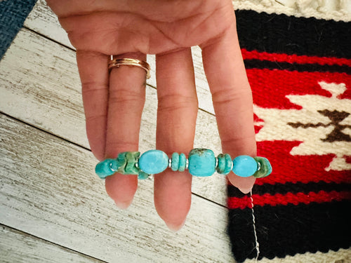 Navajo Turquoise & Sterling Silver Beaded Bracelet