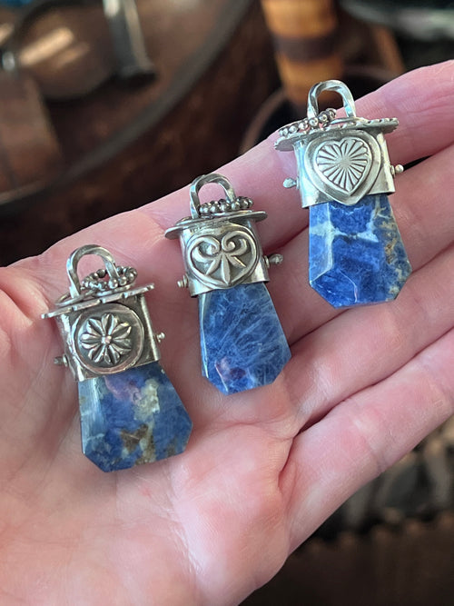 Tularosa Sterling Silver Gem Collector 30” + 2” Beaded Necklace w/ Faceted Sodalite Pendant