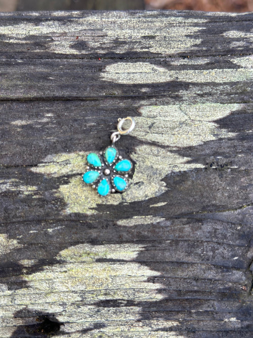 Sterling Silver and Turquoise Flower Charm