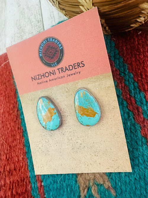 Navajo Royston Turquoise and Sterling Silver Stud Earrings