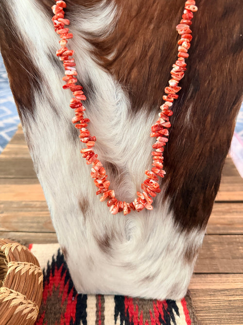 Old Pawn Handcrafted Spiny Oyster Beaded 22” Necklace