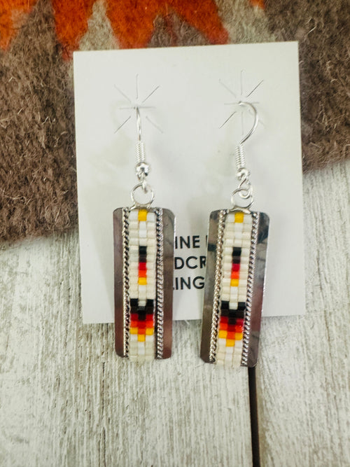 Navajo Handmade Multicolor Beaded Dangle Earrings