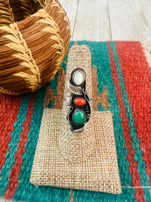 Old Pawn Navajo Sterling Silver & Multi Stone Ring Size 6.5