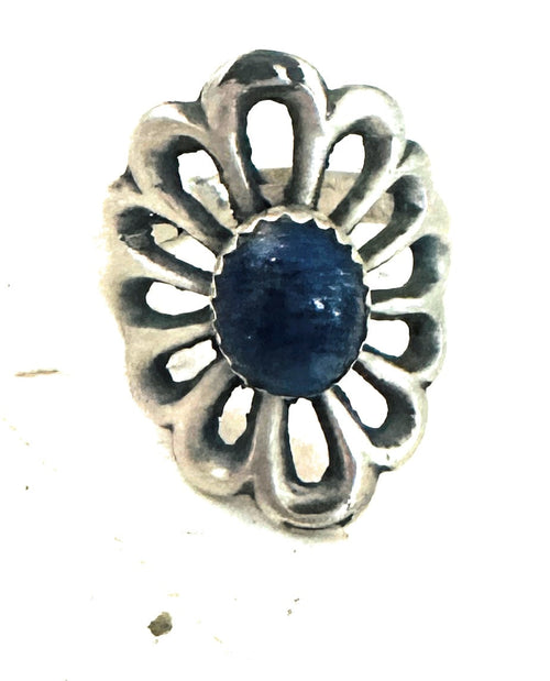 Navajo Sterling Silver & Lapis Flower Ring