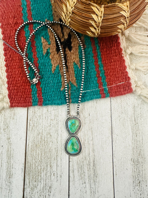 Navajo Sterling Silver & Sonoran Mountain Turquoise Beaded Necklace