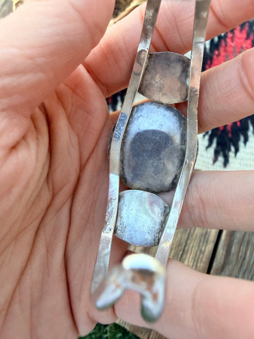 Handcrafted Old Pawn Sterling Silver, Turquoise & Coral Cuff Bracelet