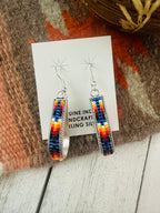 Navajo Handmade Multicolor Beaded Teardrop Dangle Earrings