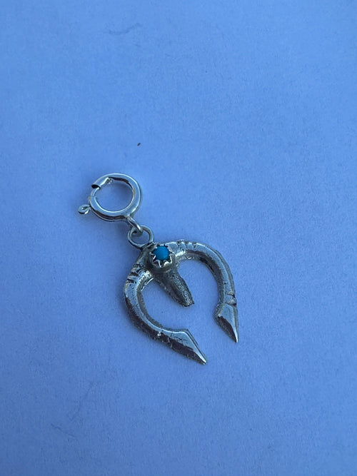 Navajo Crafted Sterling Silver and Turquoise Naja Charm