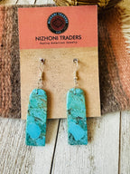 Navajo Sterling Silver & Turquoise Slab Dangle Earrings