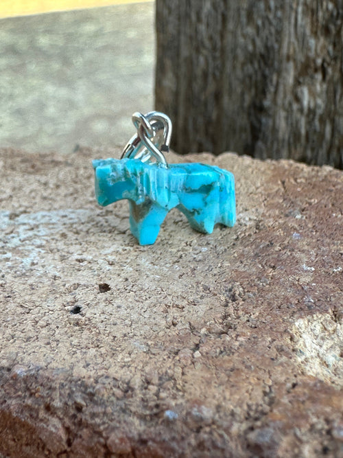 Zuni Hand Carved Turquoise Pony Charm