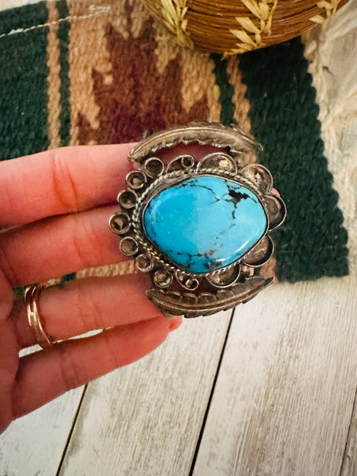 Old Pawn Navajo Turquoise & Sterling Silver Cuff Bracelet