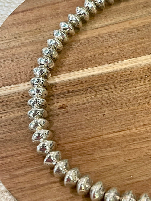 Handmade Sterling Silver 15 MM Beaded Necklace