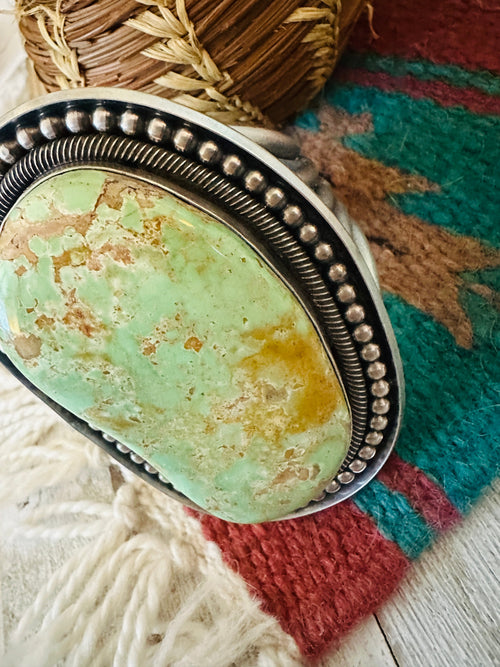 Old Pawn Navajo Sterling Silver & Royston Turquoise Cuff Bracelet