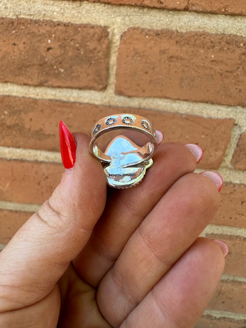 Beautiful Handmade Sonoran Mountain Turquoise And Sterling Silver Adjustable Ring