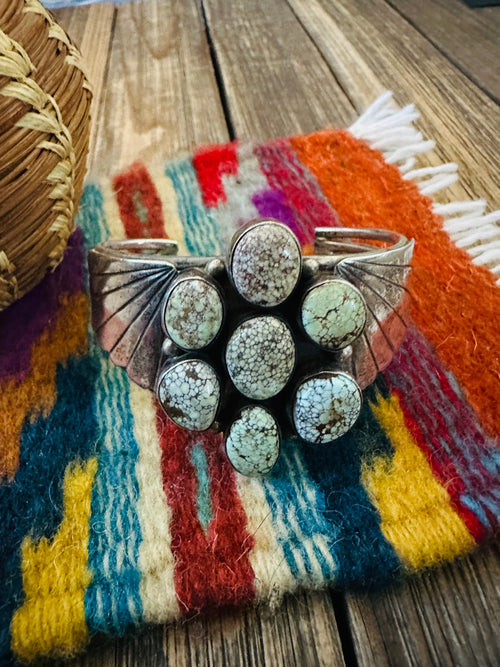 Handcrafted Old Pawn Sterling Silver & Dry Creek Turquoise Cuff Bracelet