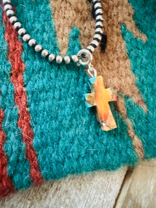 Navajo Hand Carved Spice Cross Charm