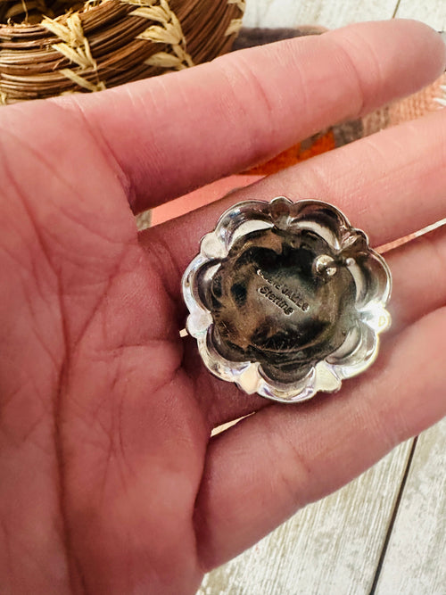 Old Pawn Navajo Sterling Silver & Amber Flower Post Earrings