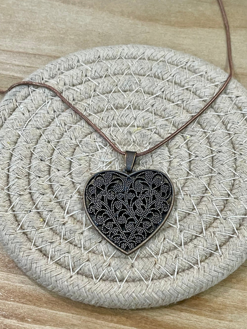 Vintage Handmade Copper Heart Necklace