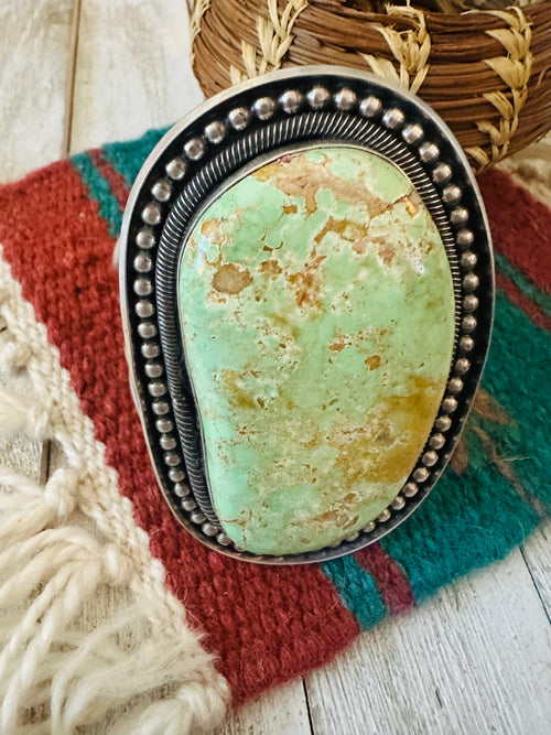 Old Pawn Navajo Sterling Silver & Royston Turquoise Cuff Bracelet