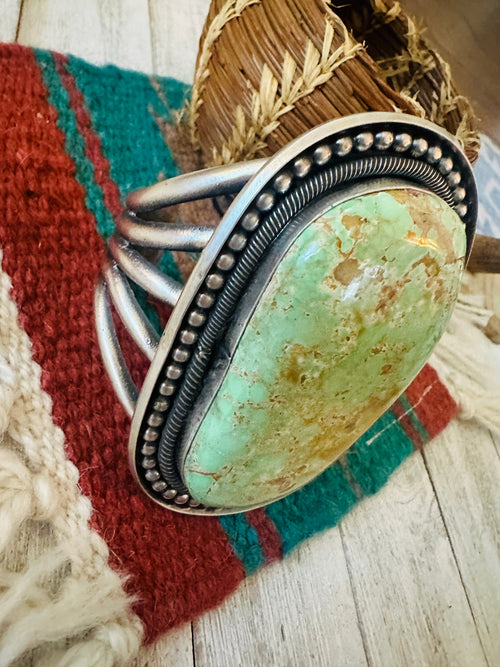 Old Pawn Navajo Sterling Silver & Royston Turquoise Cuff Bracelet