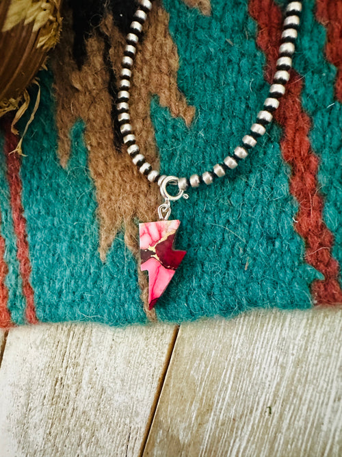 Navajo Hand Carved Rose Dahlia Lightning Bolt Charm