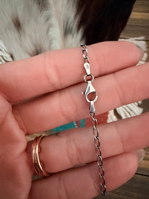 Handmade Sterling Silver & Turquoise Beaded Totem Pole Necklace
