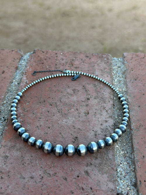 Navajo Sterling Silver Beaded Wrap Choker Necklace