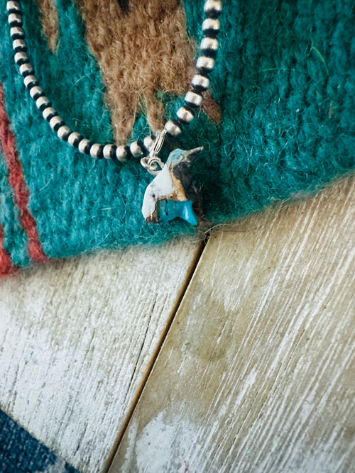 Navajo Hand Carved Blue Mojave Bird Charm