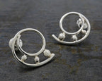 Sterling Silver Beaded Nautilus Earrings