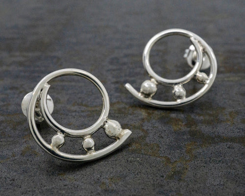 Sterling Silver Beaded Nautilus Earrings