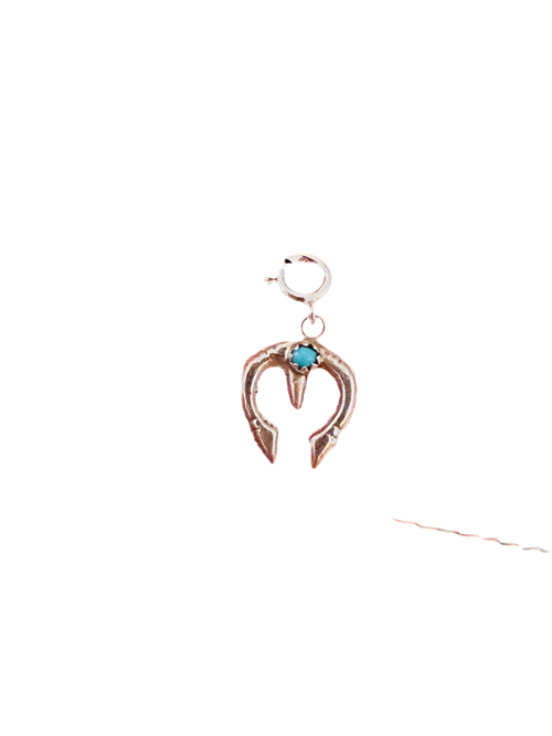 Navajo Crafted Turquoise & Sterling Silver Naja Charm