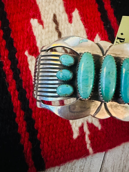 Old Pawn Navajo Sterling Silver & Turquoise Cuff Bracelet