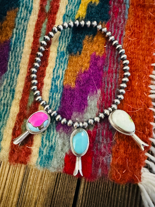 Handcrafted 3mm Sterling Silver Pearl & Multi Stone Blossom Stretch Bracelet