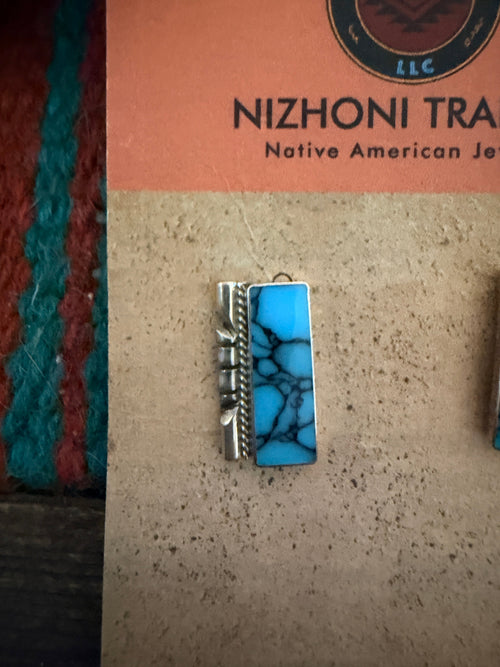 Handcrafted Old Pawn Sterling Silver & Turquoise Post Earrings