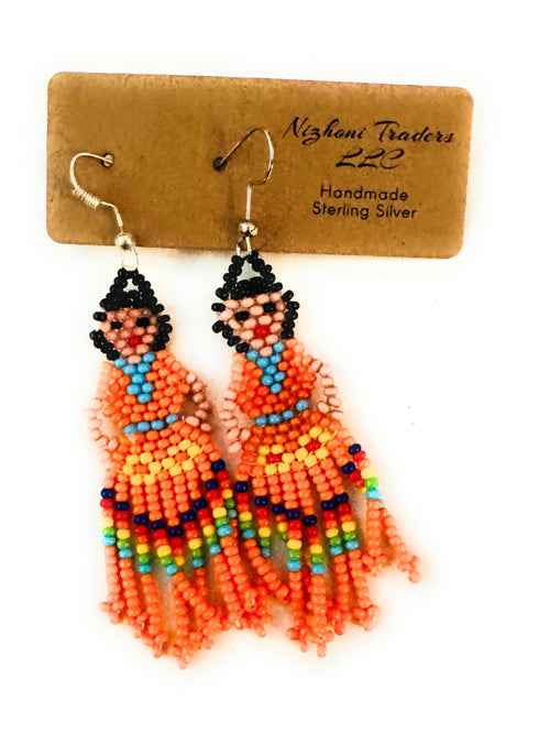 Handmade Multicolor Beaded Lady Dangle Earrings