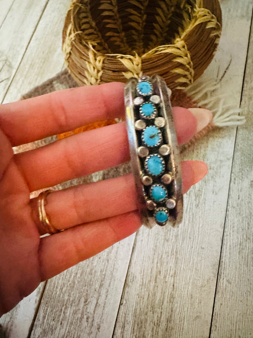 Old Pawn Navajo Turquoise & Sterling Silver Cuff Bracelet