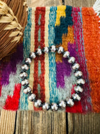 Handcrafted 8mm Sterling Silver Pearl Beaded Stretch Bracelet