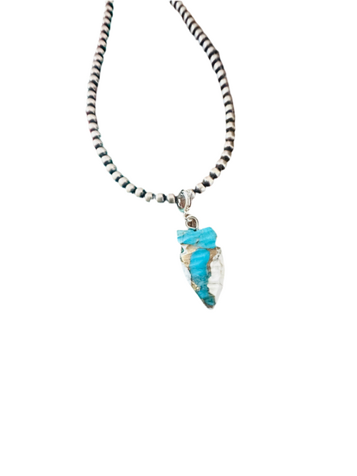 Navajo Hand Carved Blue Mojave Arrowhead Charm