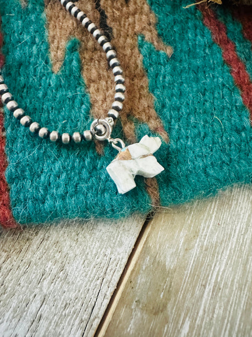 Navajo Hand Carved Blue Mojave Bear Charm