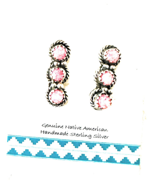 Navajo Pink Opal & Sterling Silver Post Earrings