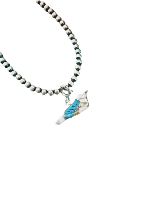 Navajo Hand Carved Blue Mojave Bird Charm